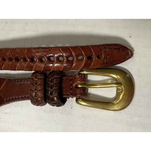 Vintage Braided Leather Belt Mens 42 Brown Gold  Brass Buckle Heritage Gentleman - Picture 13 of 16